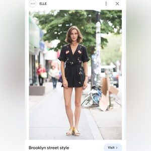 French Connection VINTAGE Embroidered Silk Wrap Romper Sz 10